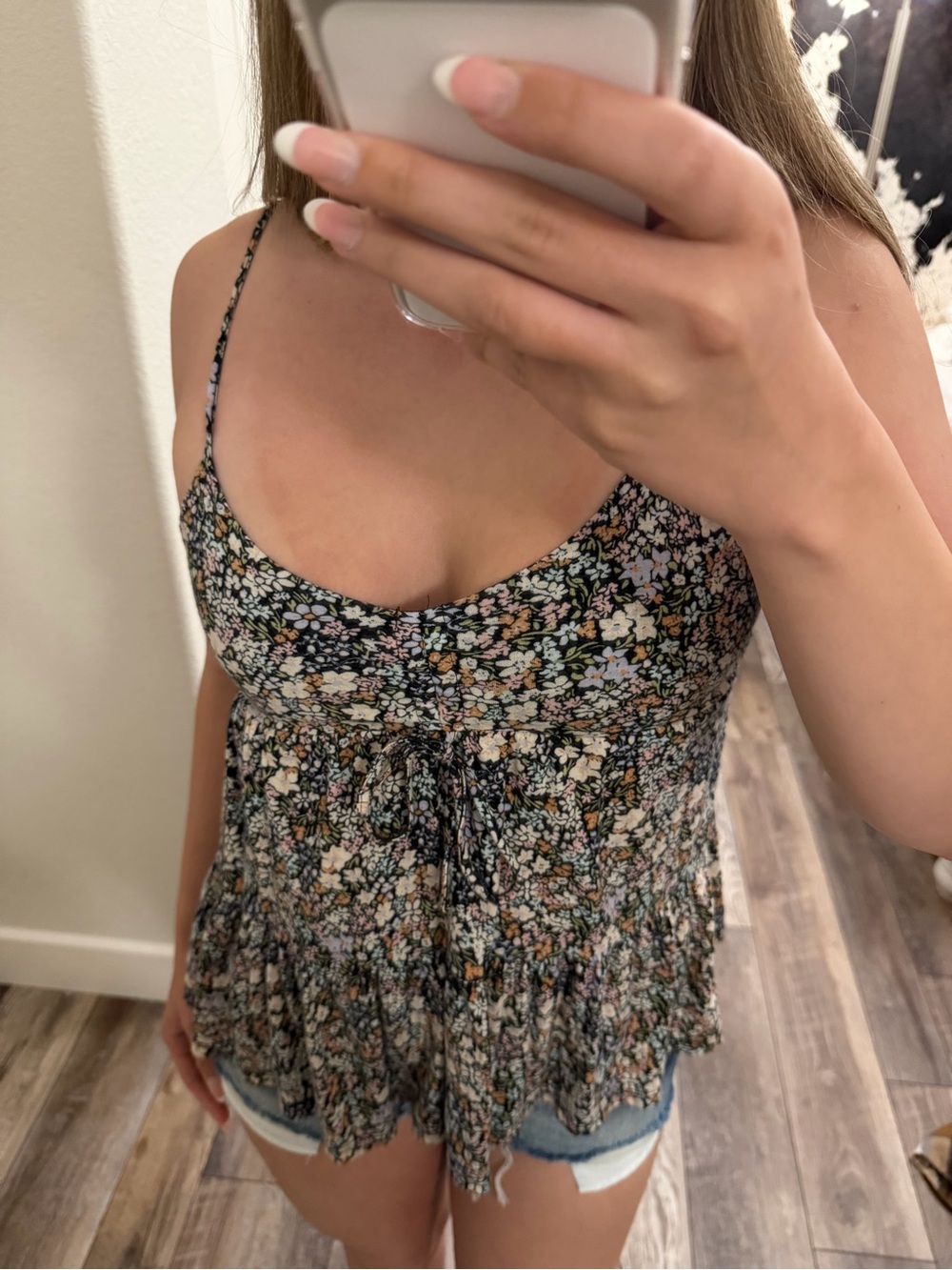 Flowy black floral tank top